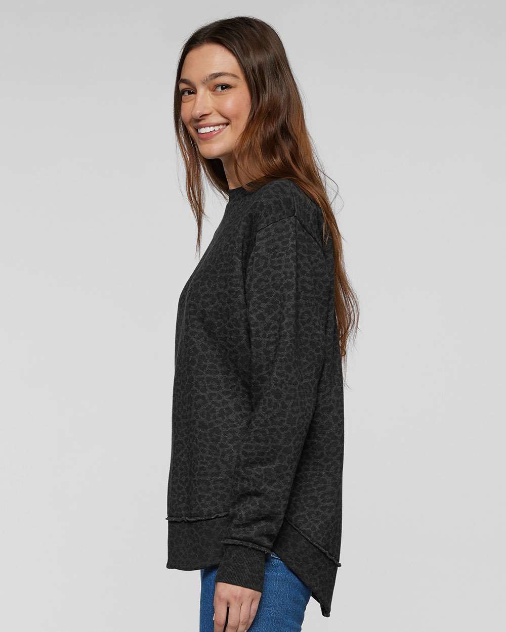 Ladies Black Leopard Sweatshirt - West De Pere Phantoms