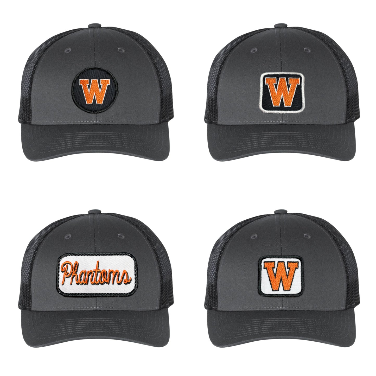West De Pere Patched Snapback Low-Profile Charcoal & Black Trucker Hat