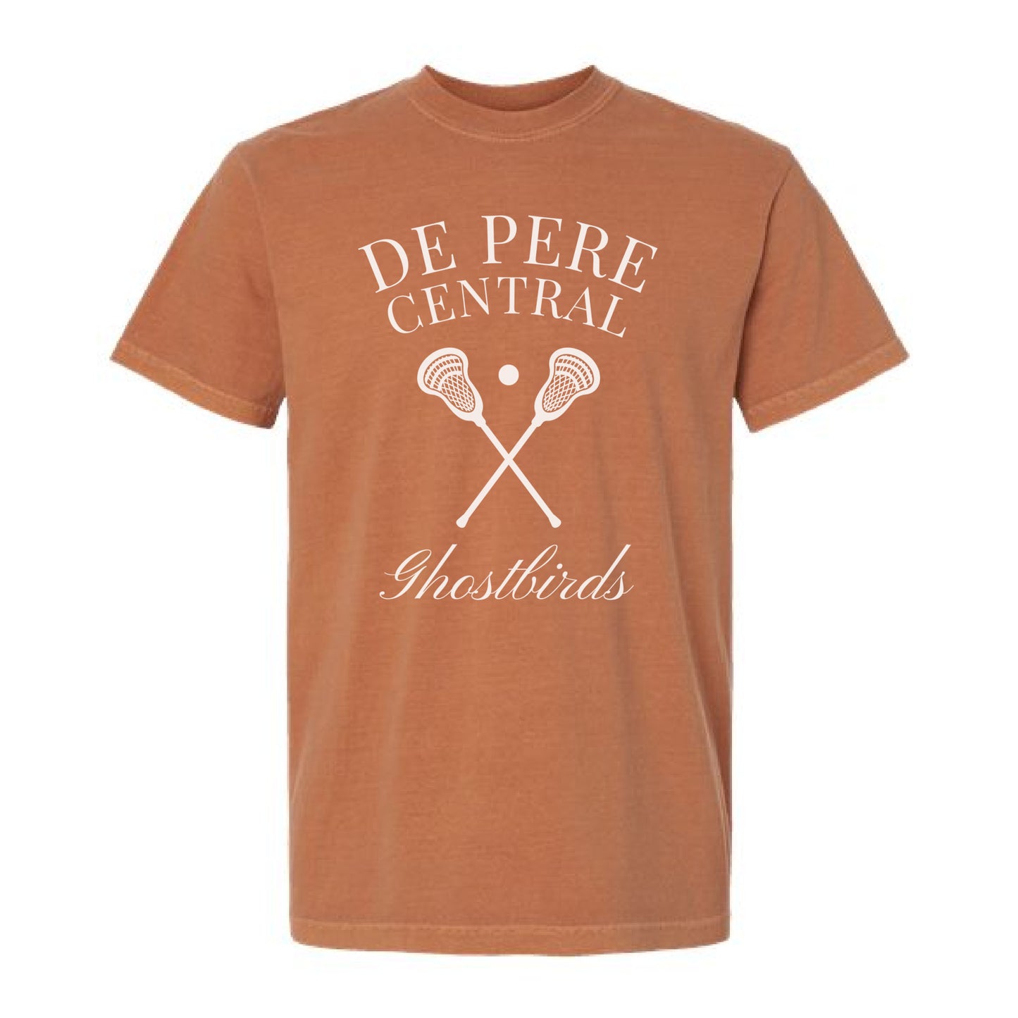 De Pere Central Lacrosse Ghostbirds Logo - Autumn Comfort Colors T-Shirt