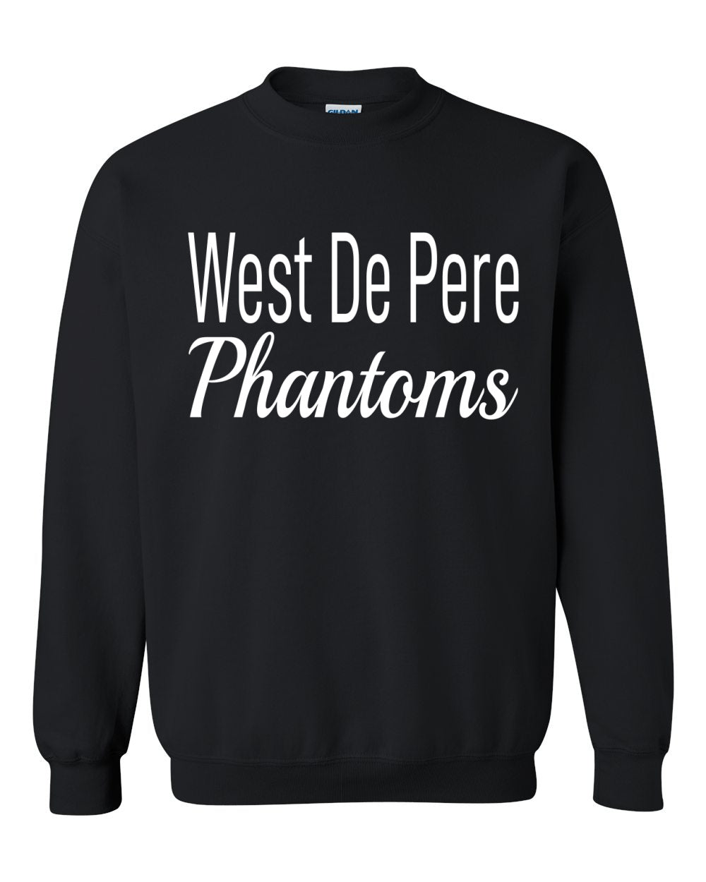 West De Pere Phantoms Merch - Tees, Long Sleeve Tee, Crewneck or Hoodie - Block & Script