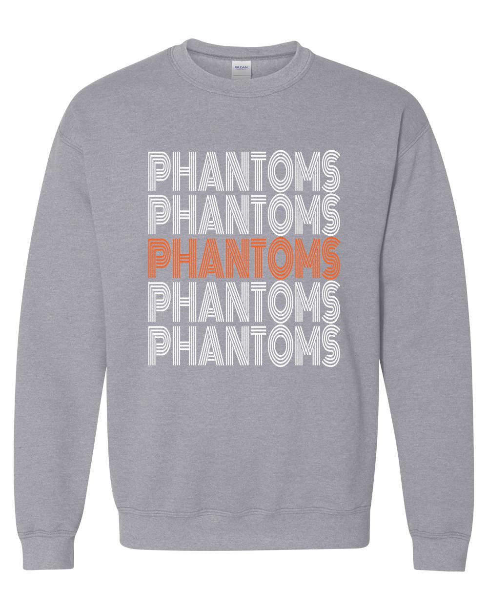 West De Pere Phantoms Merch - Tees, Long Sleeve Tee, Crewneck or Hoodie - Retro Stacked