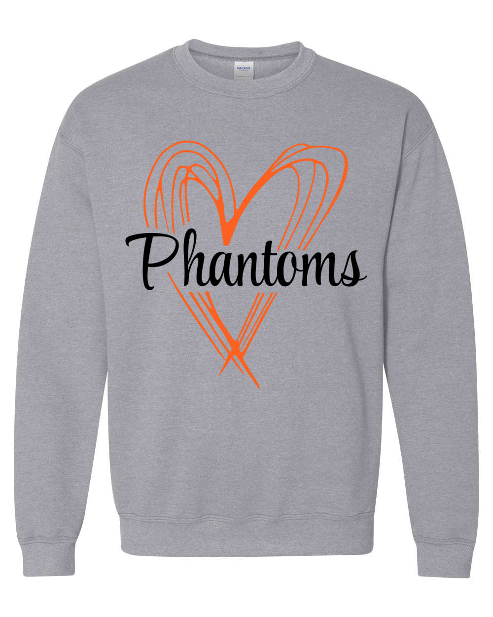 West De Pere Phantoms Merch - Tees, Long Sleeve Tee, Crewneck or Hoodie - Scribble Heart