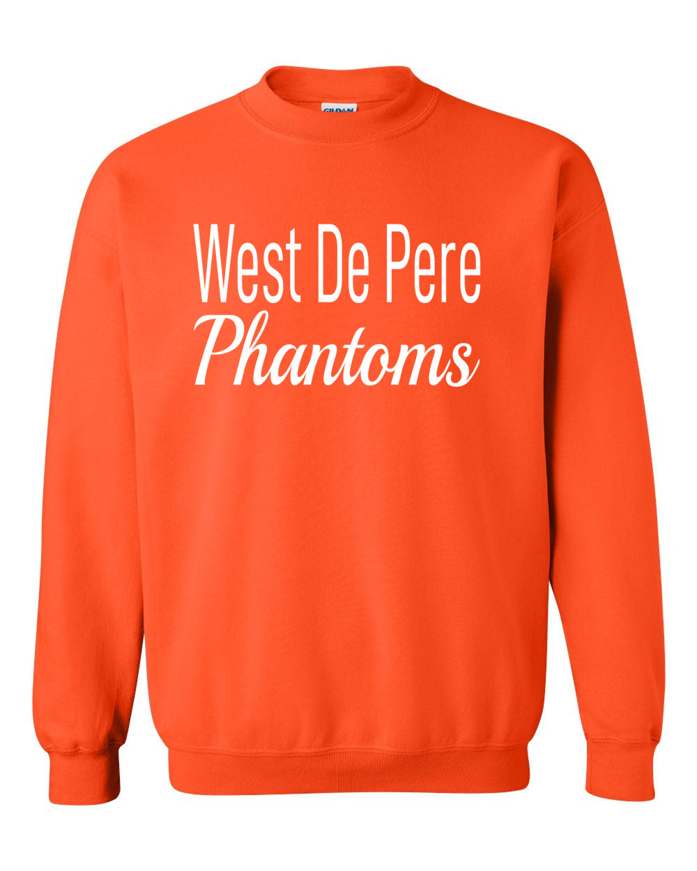 West De Pere Phantoms Merch - Tees, Long Sleeve Tee, Crewneck or Hoodie - Block & Script