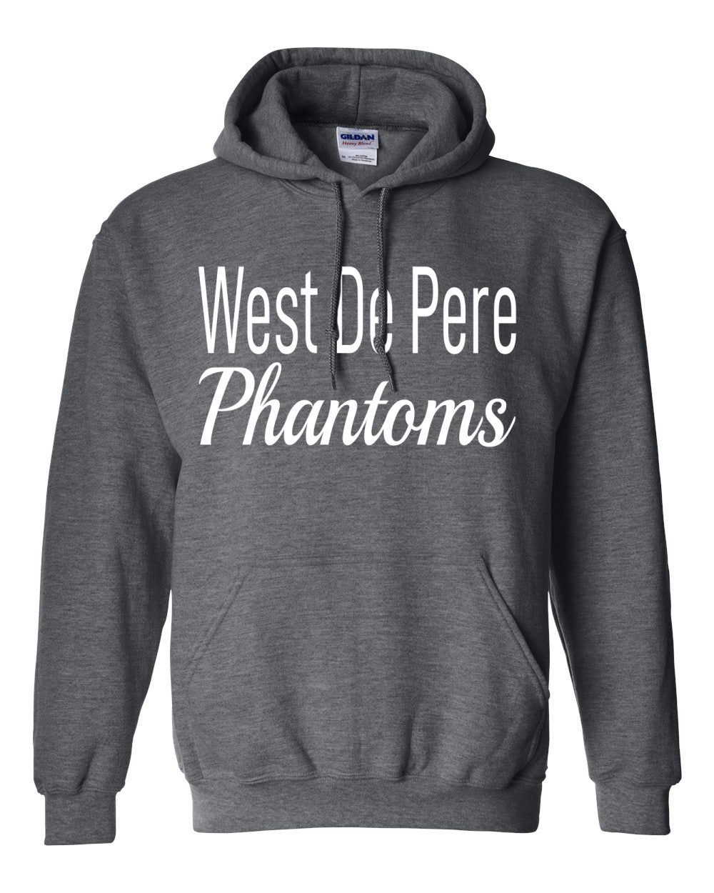 West De Pere Phantoms Merch - Tees, Long Sleeve Tee, Crewneck or Hoodie - Block & Script