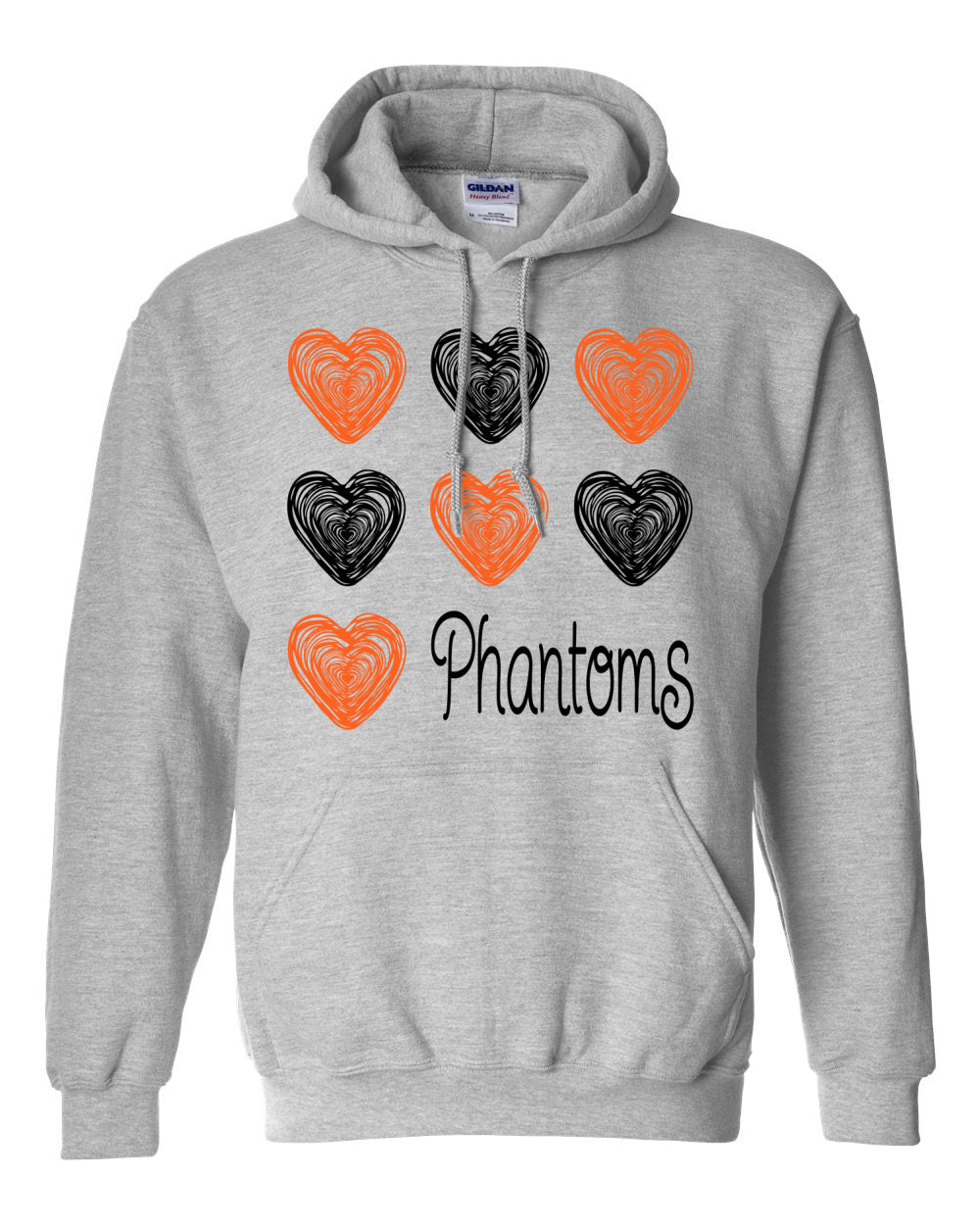 West De Pere Phantoms Merch - Tees, Long Sleeve Tee, Crewneck or Hoodie - Doodle Hearts