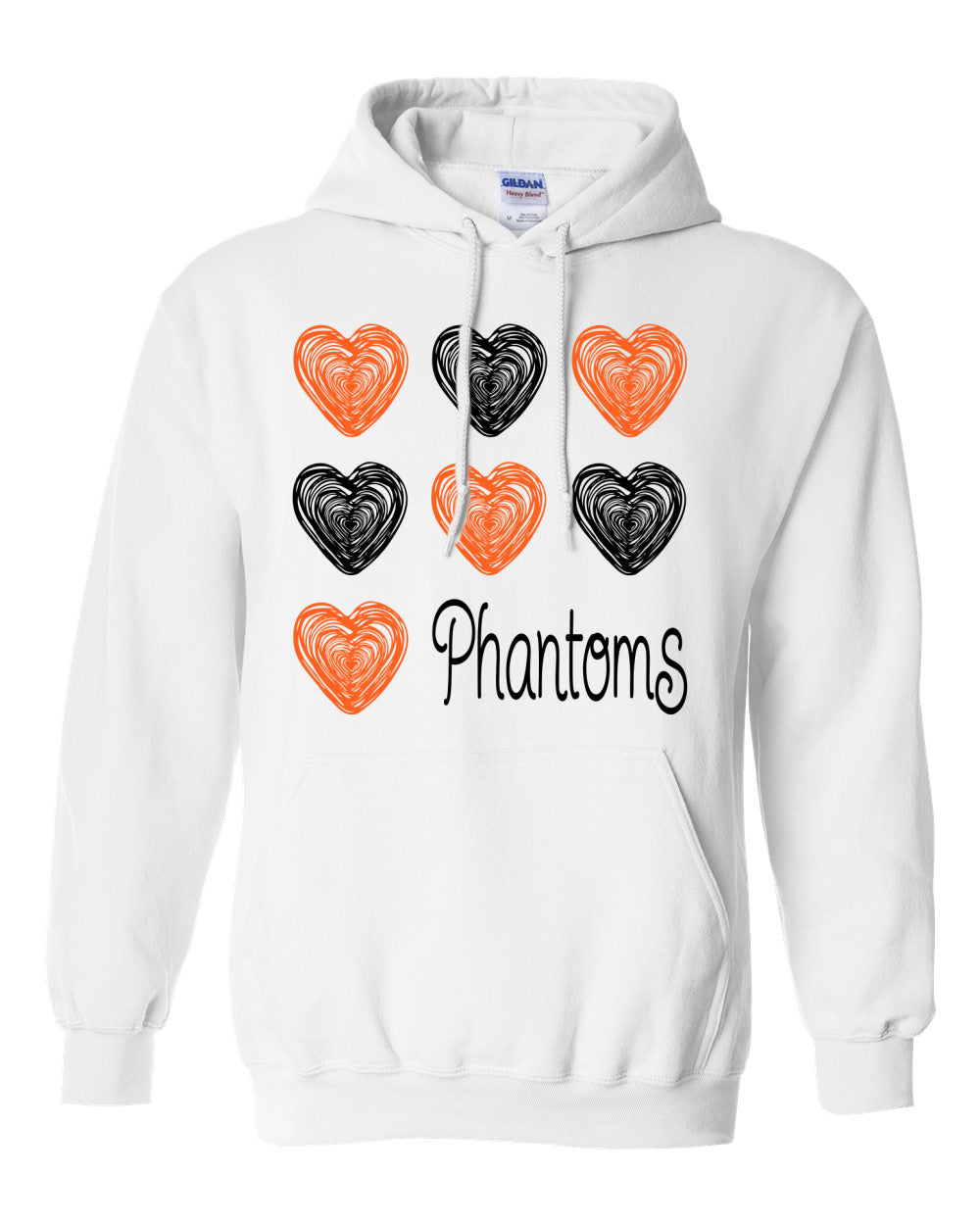 West De Pere Phantoms Merch - Tees, Long Sleeve Tee, Crewneck or Hoodie - Doodle Hearts