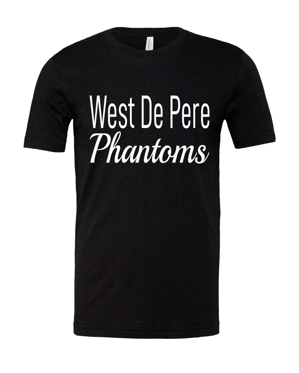 West De Pere Phantoms Merch - Tees, Long Sleeve Tee, Crewneck or Hoodie - Block & Script