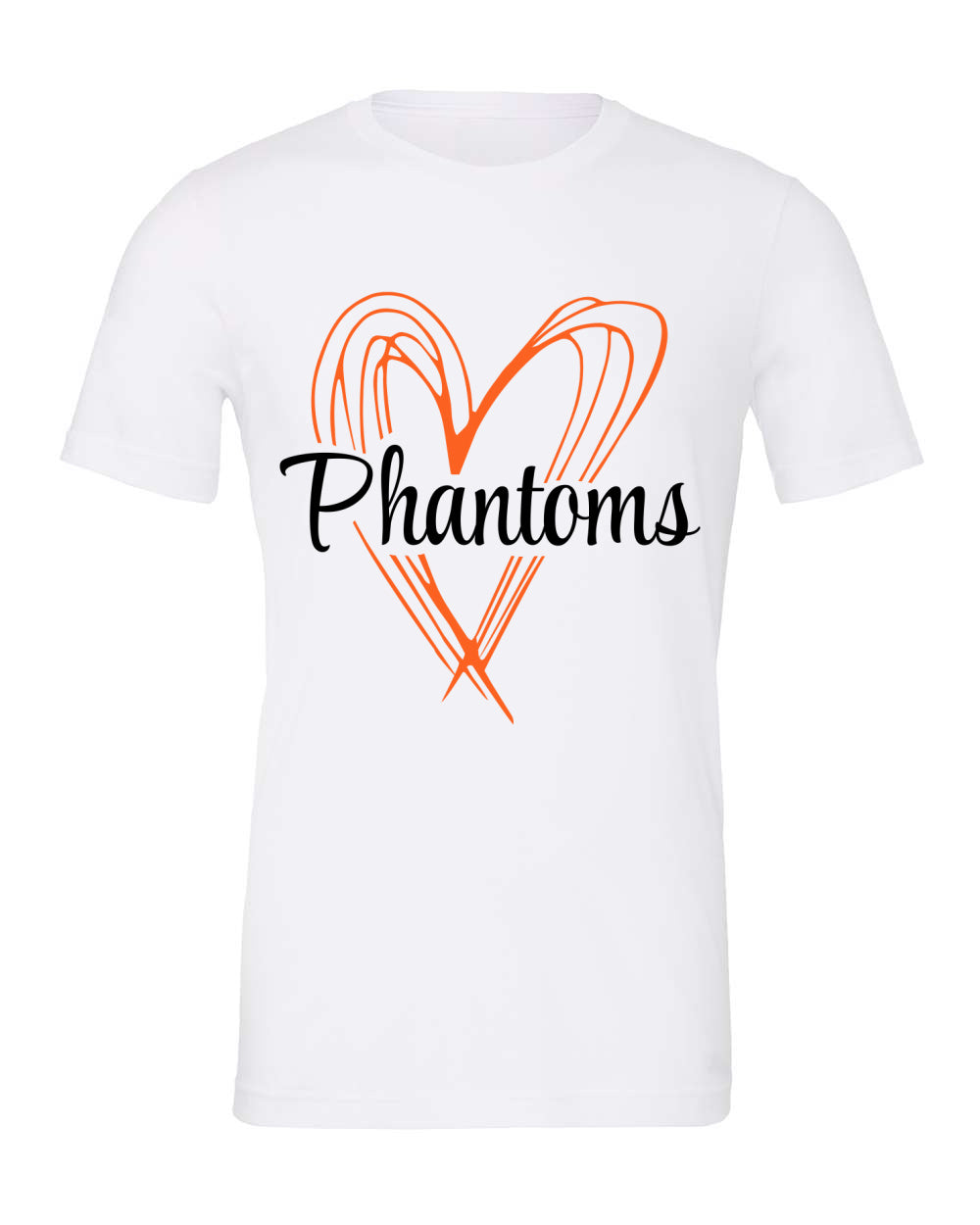 West De Pere Phantoms Merch - Tees, Long Sleeve Tee, Crewneck or Hoodie - Scribble Heart