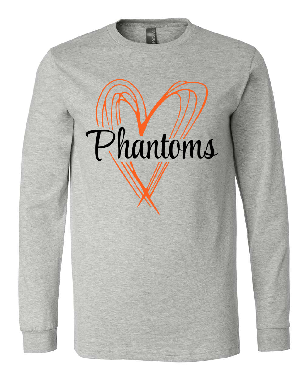 West De Pere Phantoms Merch - Tees, Long Sleeve Tee, Crewneck or Hoodie - Scribble Heart