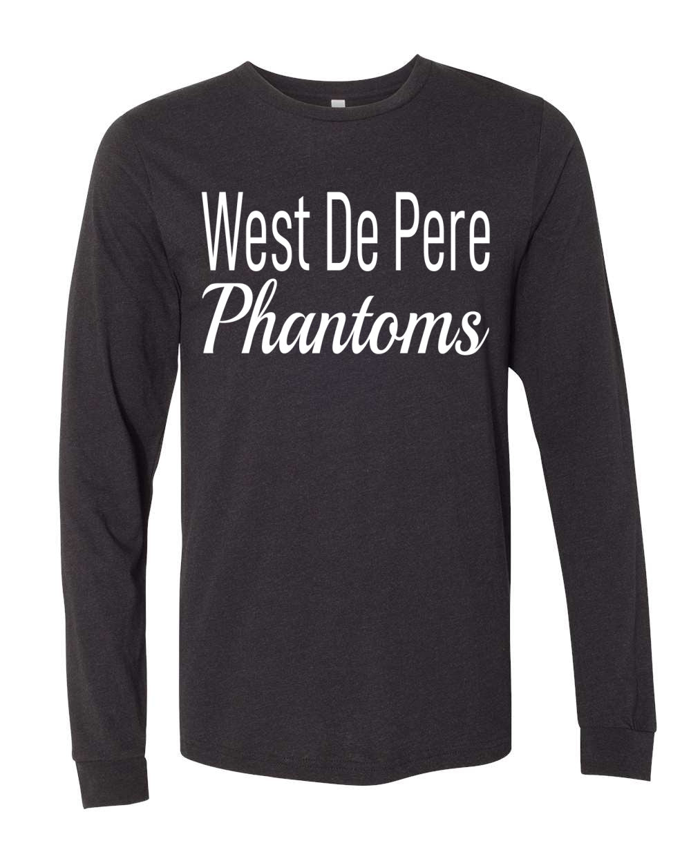 West De Pere Phantoms Merch - Tees, Long Sleeve Tee, Crewneck or Hoodie - Block & Script