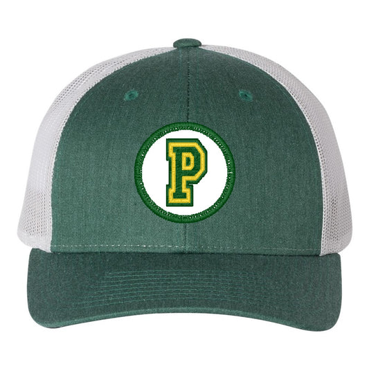 Heather Green Snapback Low Profile Trucker - Green and Yellow Round Patch