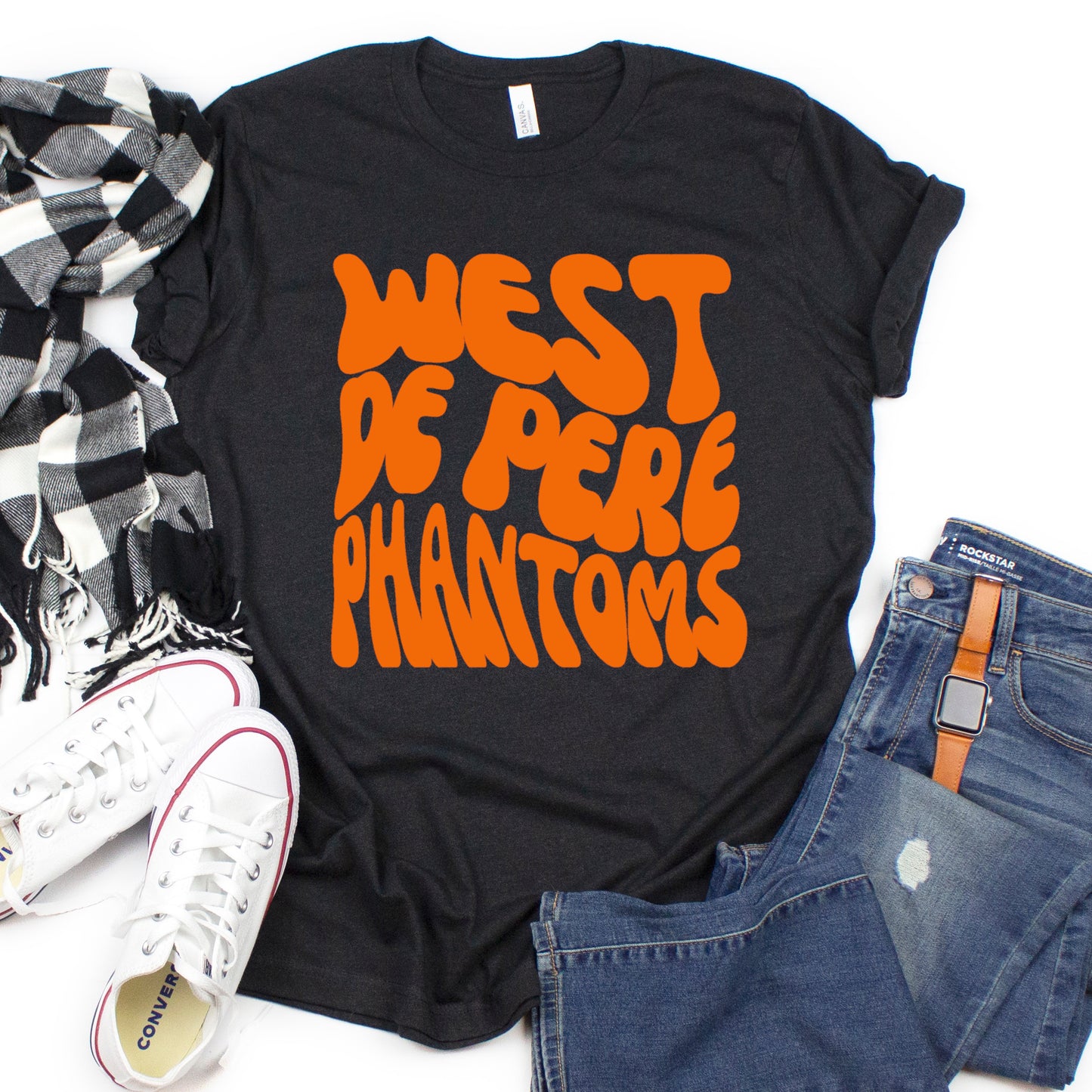 West De Pere Phantoms Merch - Tees, Long Sleeve Tee, Crewneck or Hoodie - Retro Bubble Print