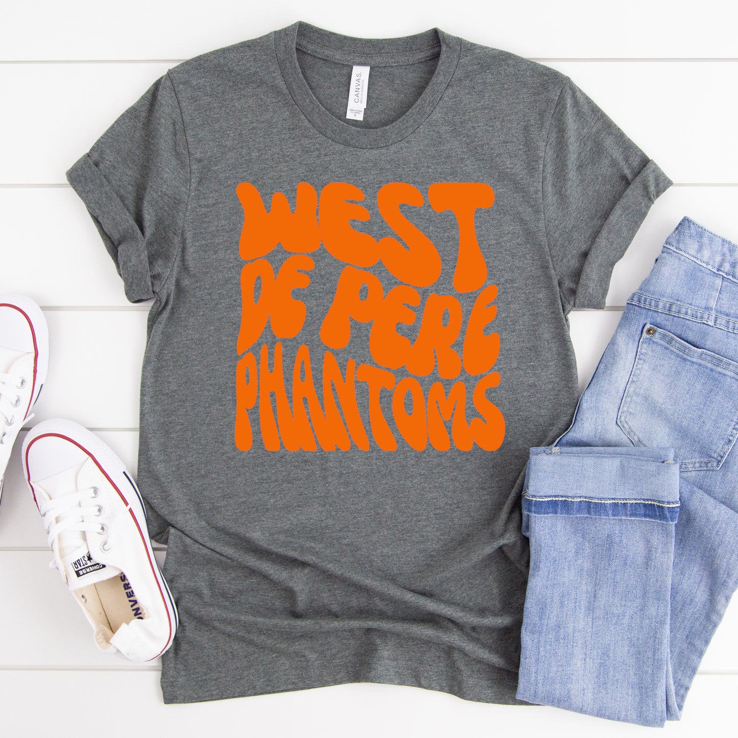 West De Pere Phantoms Merch - Tees, Long Sleeve Tee, Crewneck or Hoodie - Retro Bubble Print