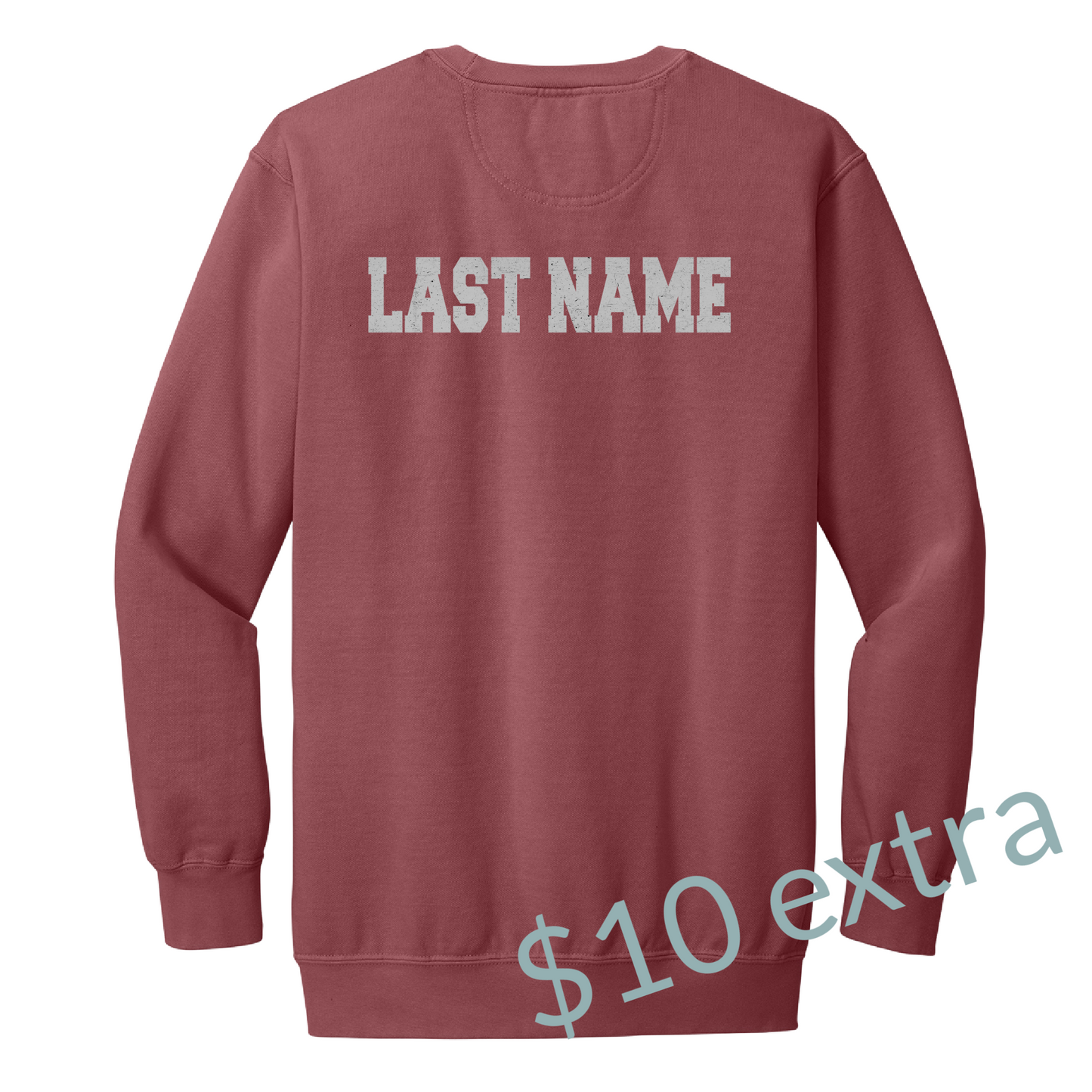 Custom Varsity Number Crewneck Sweatshirt – Crimson Pigment Dyed Unisex