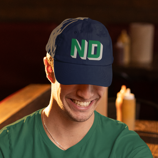 Navy Dad Hat - Green & White Shadow Block Lettering