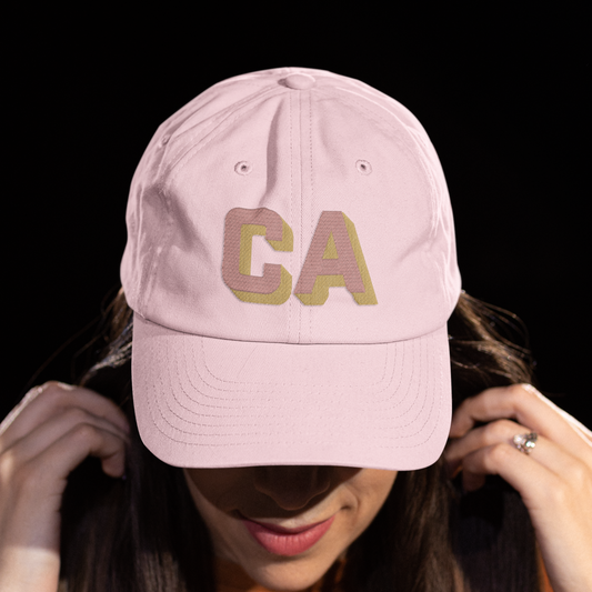 Pink Dad Hat - Rose & Gold Shadow Block Lettering