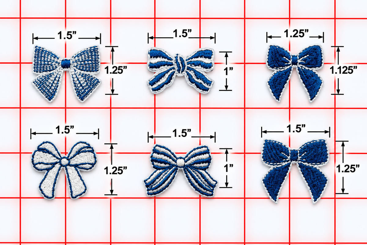 Iron-On Patch - blue & white bows