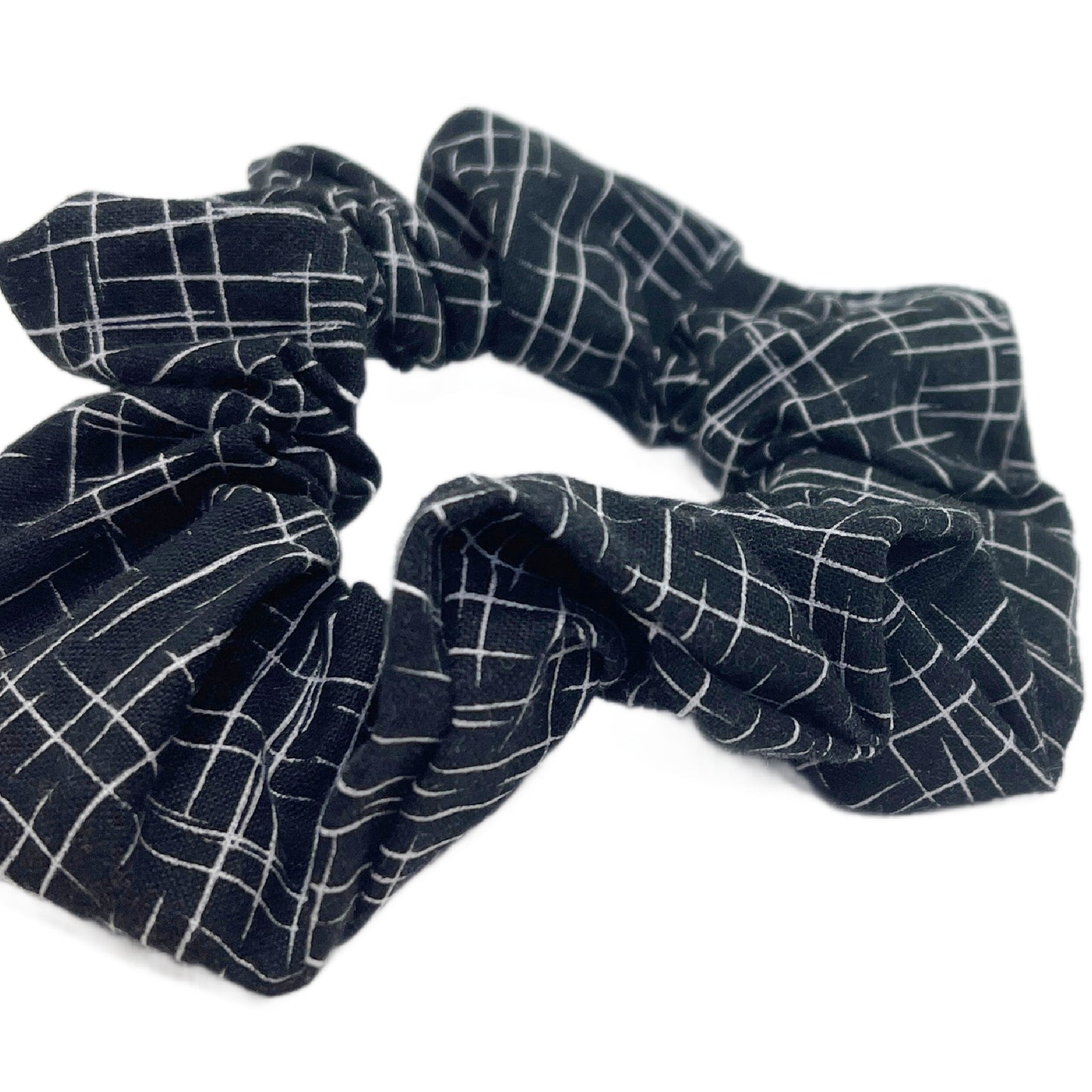 Hair Scrunchie | Black and White Hatch