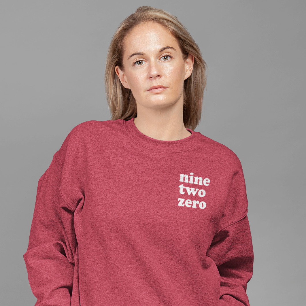 Heather Red Custom Area Code Crewneck Sweatshirt - 3D Puff Lettering