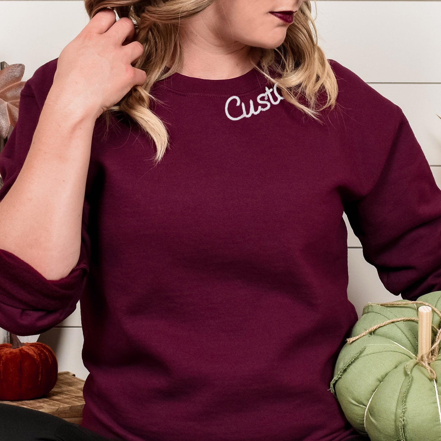 Custom Crewneck Sweatshirt – Chainstitch Collar Design