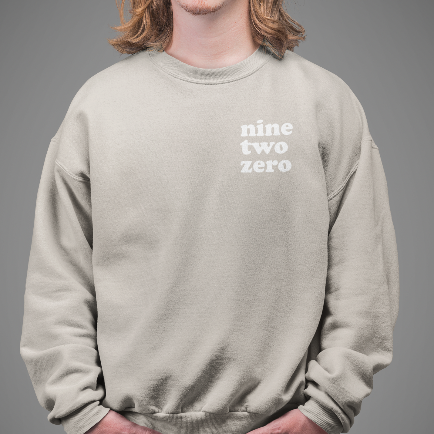 Sand Beige Custom Area Code Crewneck Sweatshirt - 3D Puff Lettering