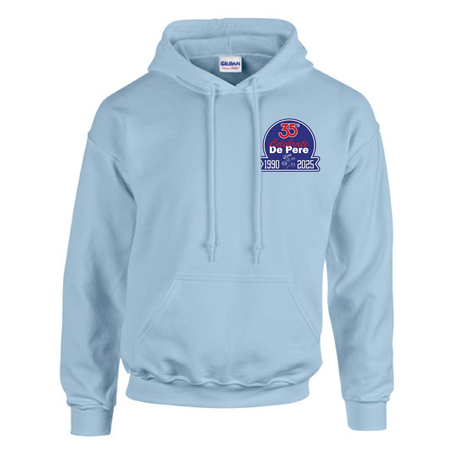 Celebrate De Pere 35th Anniversary Hoodie – Light Blue or Heather Gray