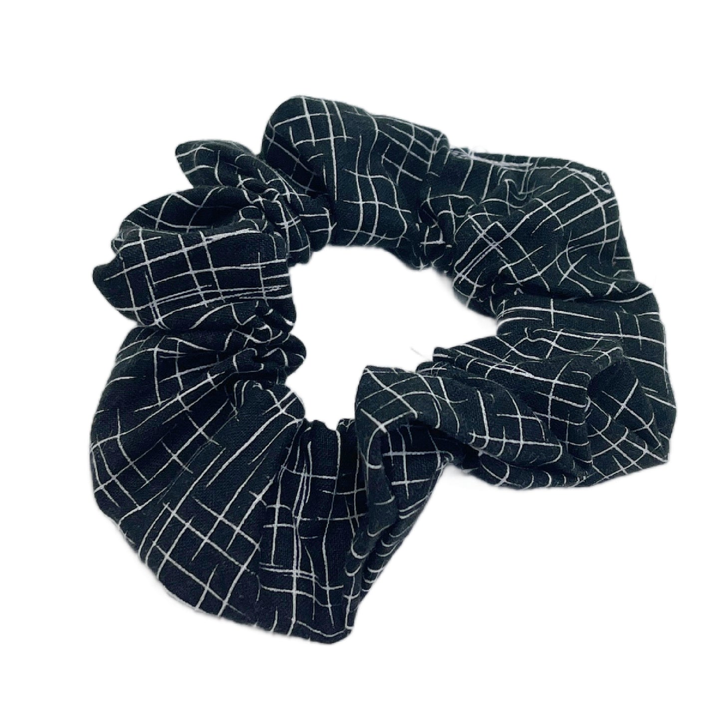 Hair Scrunchie | Black and White Hatch