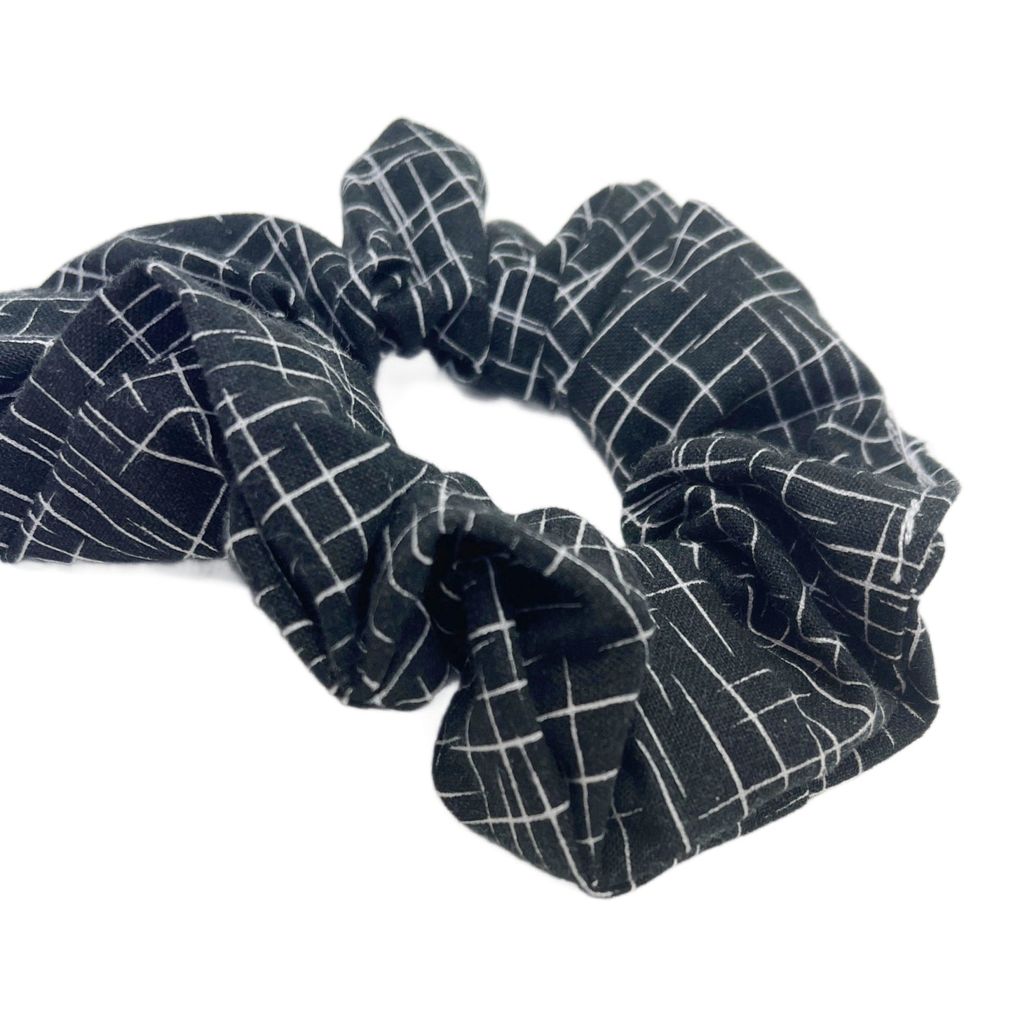 Hair Scrunchie | Black and White Hatch