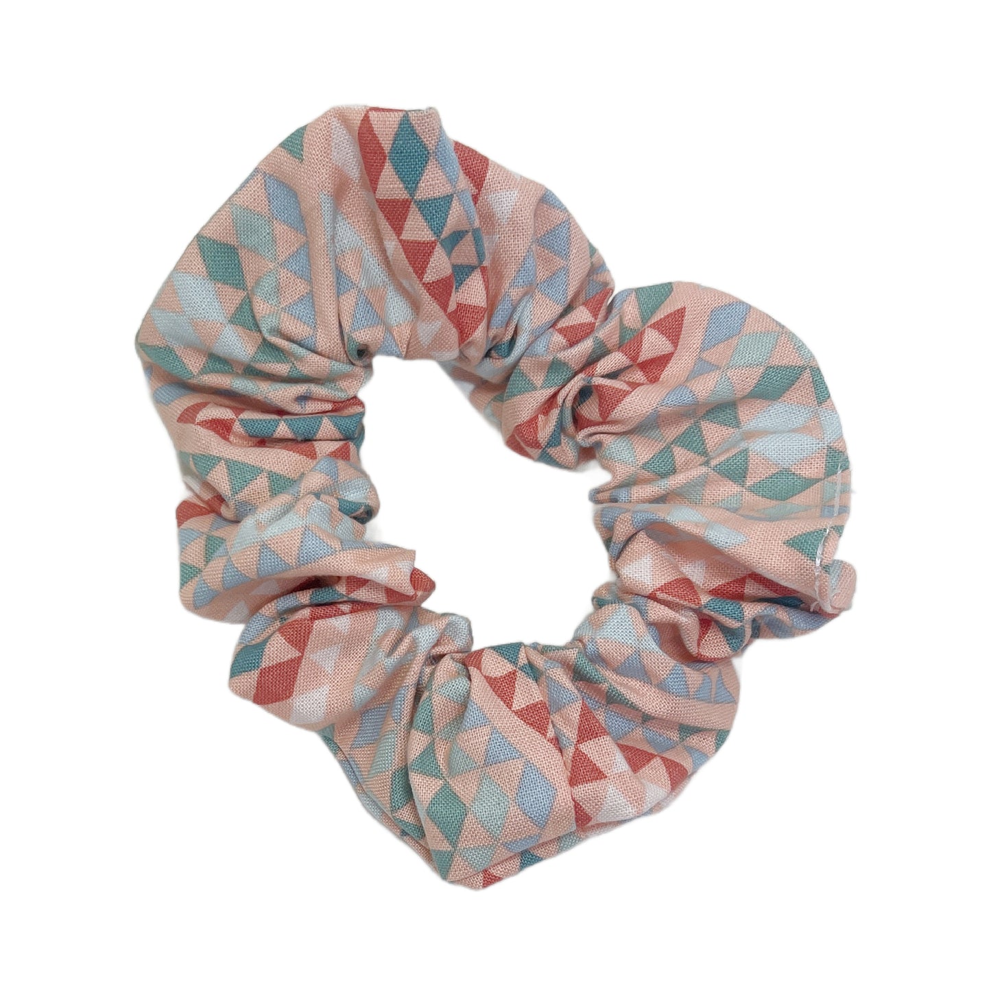 Hair Scrunchie | Coral & Blue Graphic