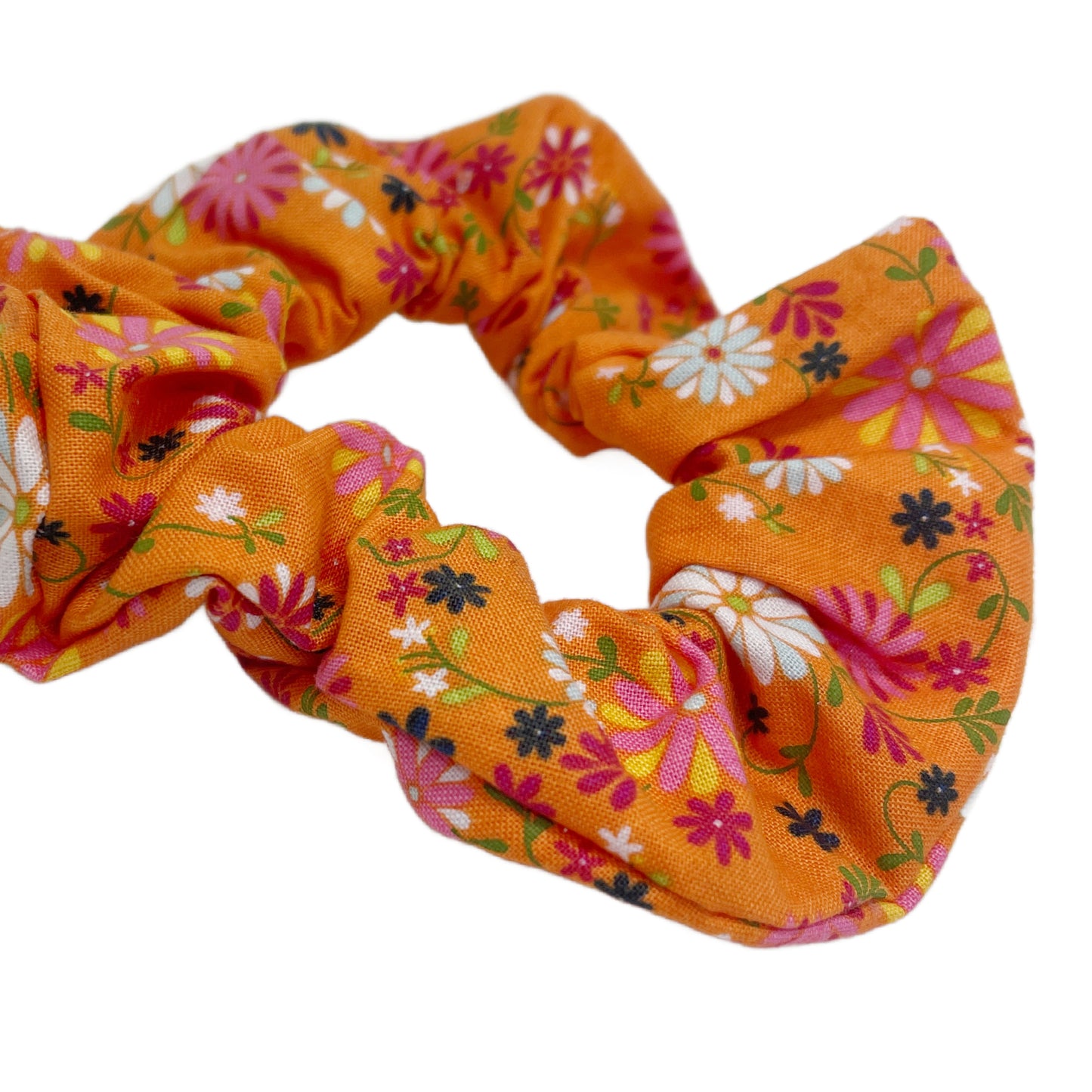 Hair Scrunchie | Bright Orange Vintage Floral
