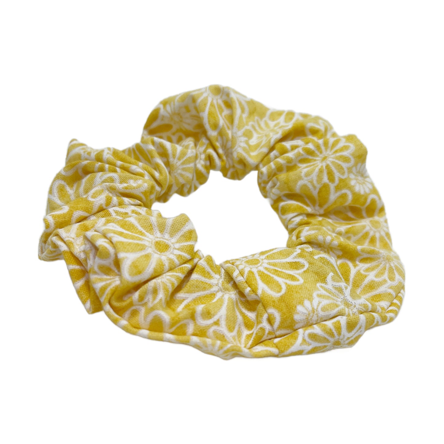 Hair Scrunchie | White Daisies on Yellow