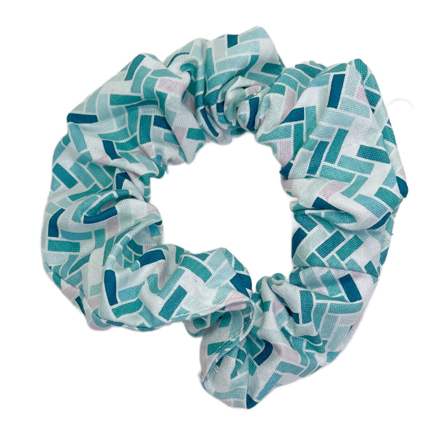 Hair Scrunchie | Blue & Pink Mosaic Print