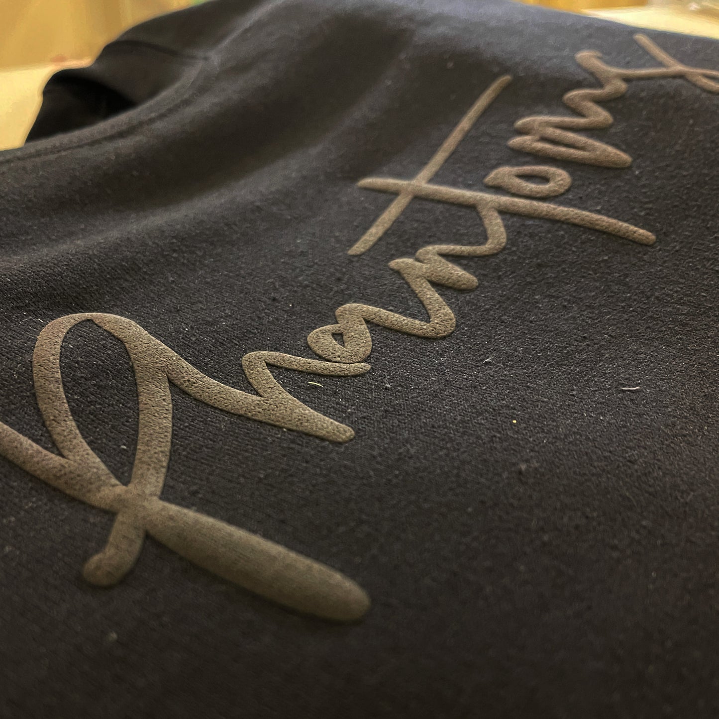 Black Embossed Phantoms Crewneck Sweatshirt - 3D Puff Lettering