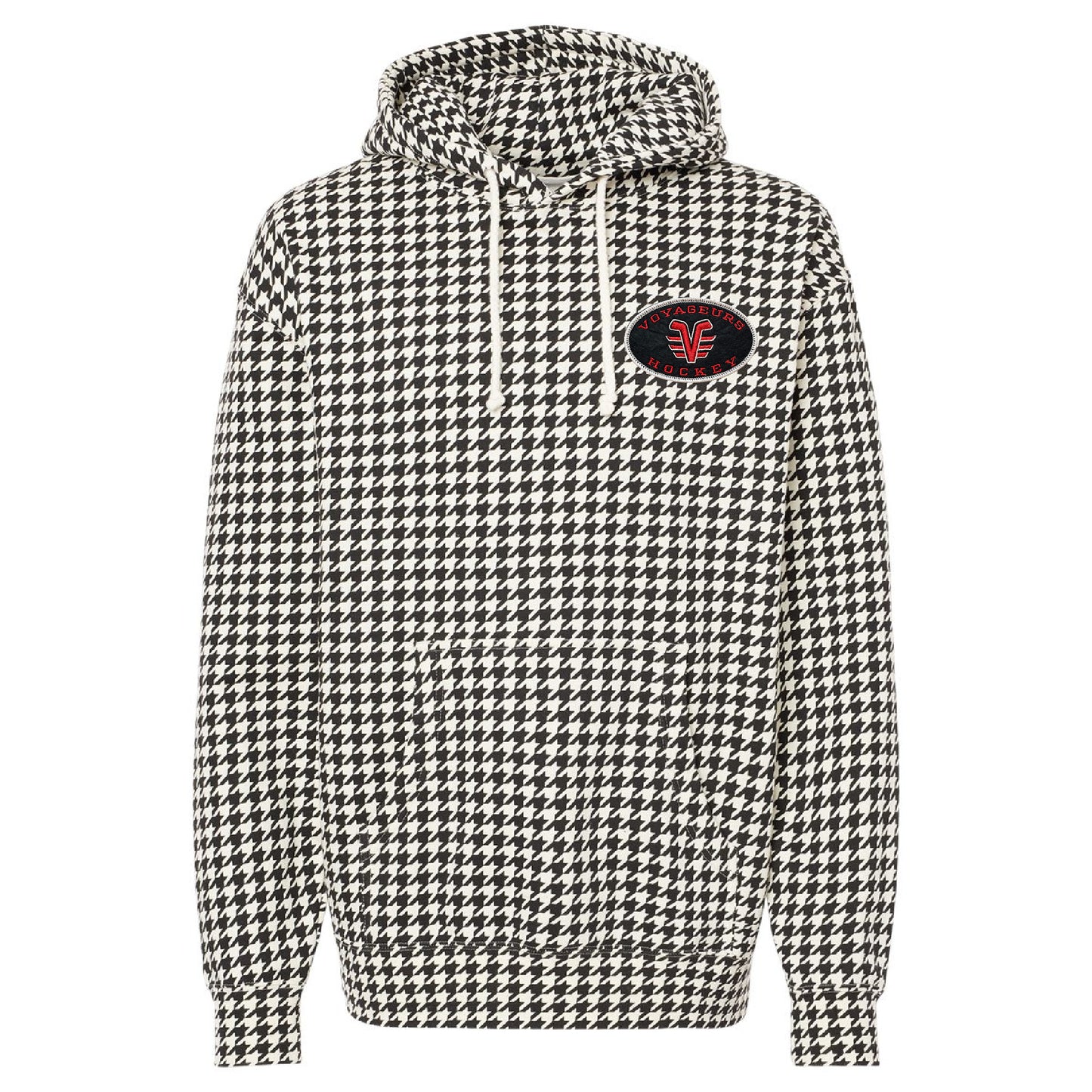 De Pere Voyageurs Hockey Embroidered Patch - Houndstooth Hoodie Sweatshirt