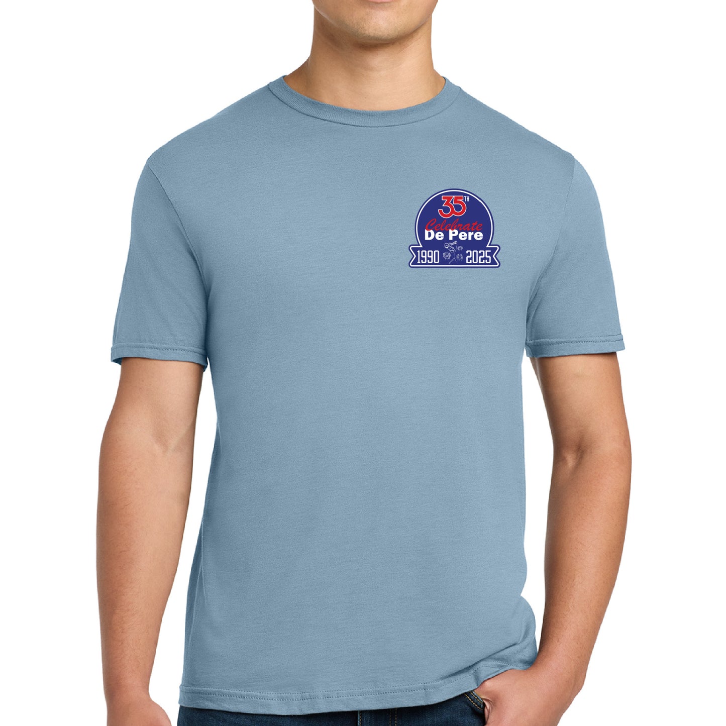 Celebrate De Pere 35th Anniversary Unisex T-Shirt – Stone Blue or Heather Gray