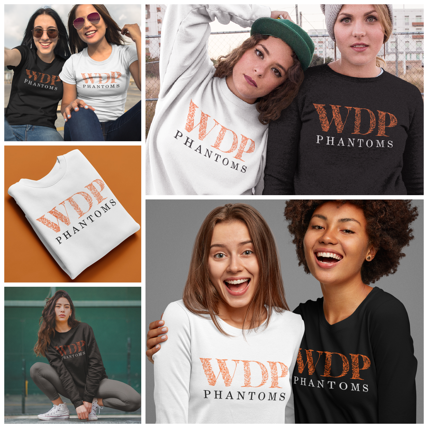 West De Pere Phantoms Merch - Tees, Long Sleeve Tee, or Crewneck - Floral Letters