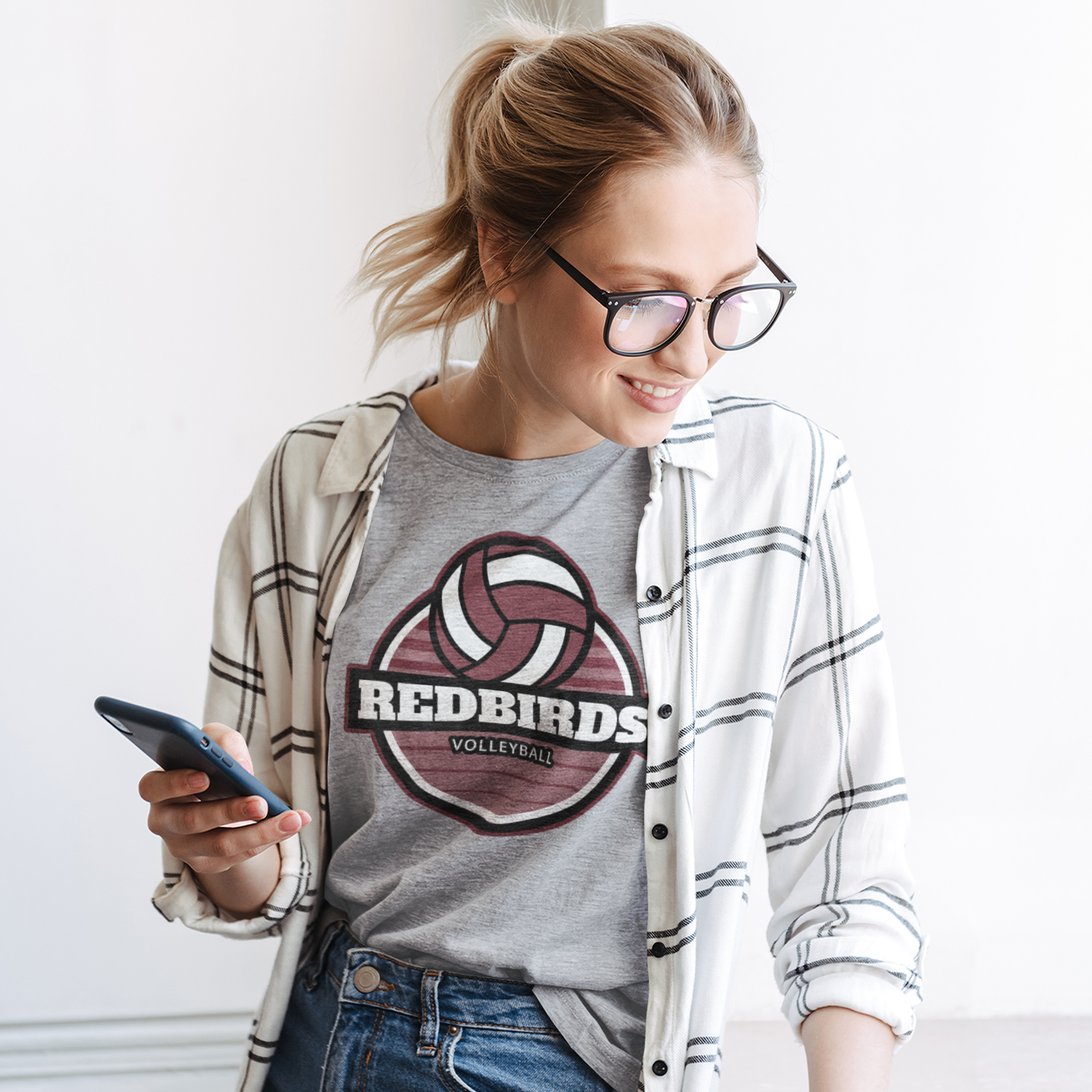 De Pere Redbirds Volleyball - Crewneck Sweatshirt or tee shirt