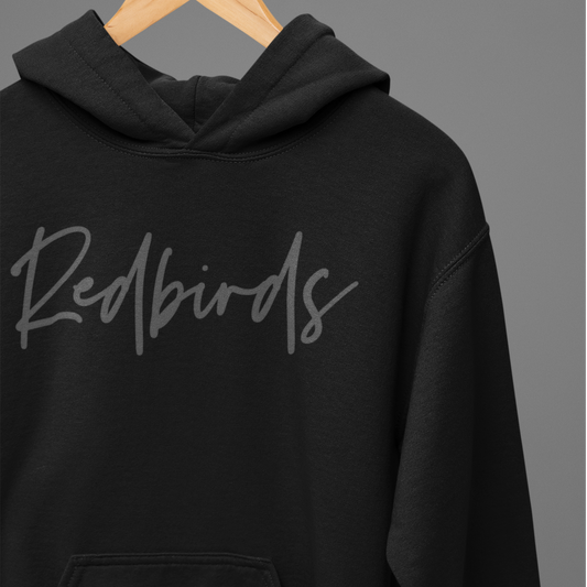 Black Embossed Redbirds Hoodie Sweatshirt - 3D Puff Lettering