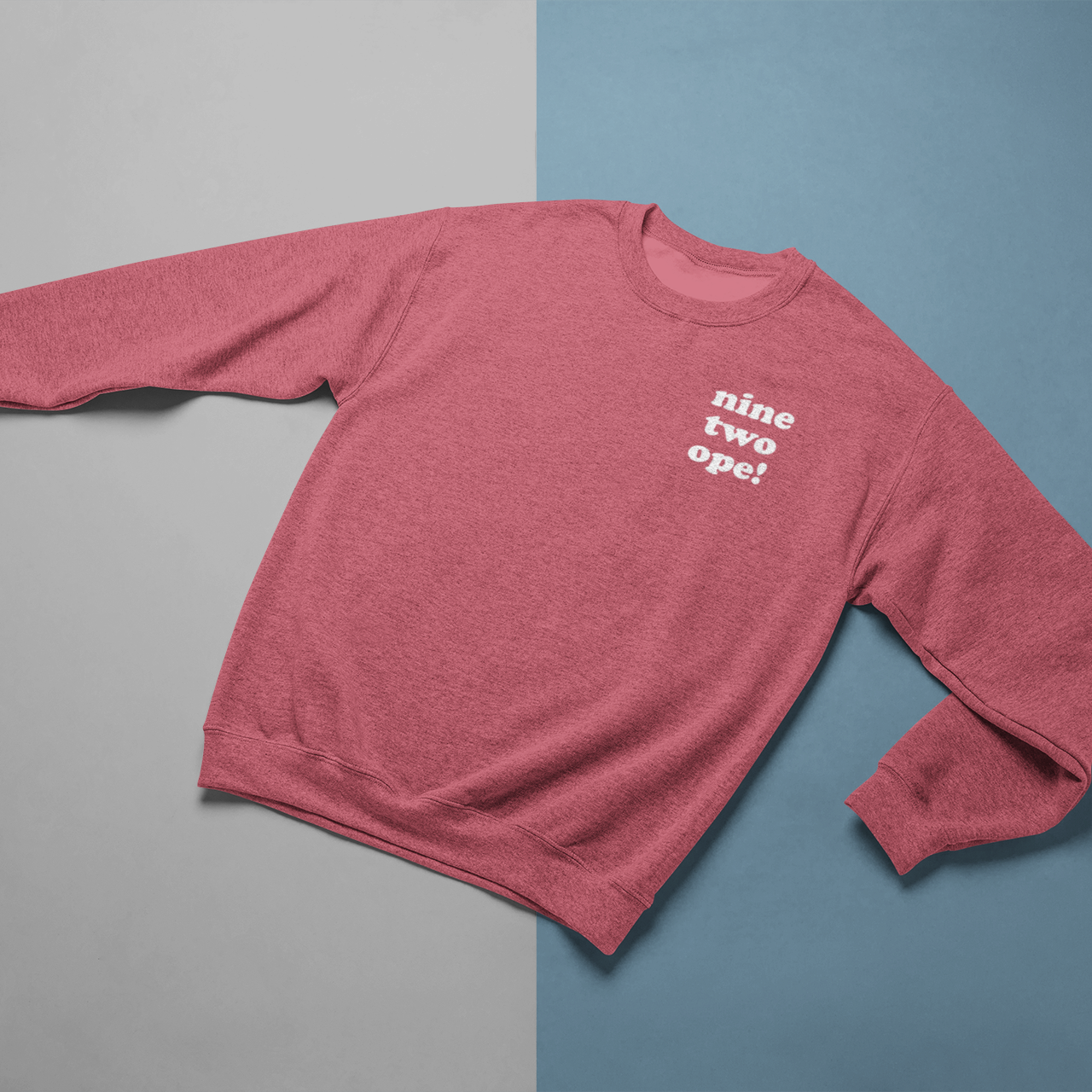 Heather Red "nine two ope!" Area Code Crewneck Sweatshirt - 3D Puff Lettering