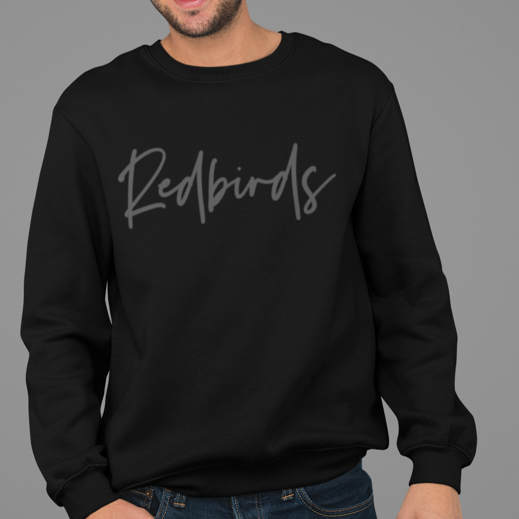 Black Embossed Redbirds Crewneck Sweatshirt - 3D Puff Lettering