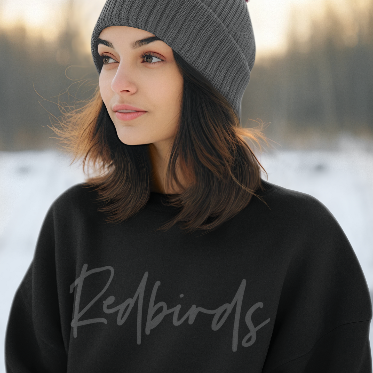 Black Embossed Redbirds Crewneck Sweatshirt - 3D Puff Lettering