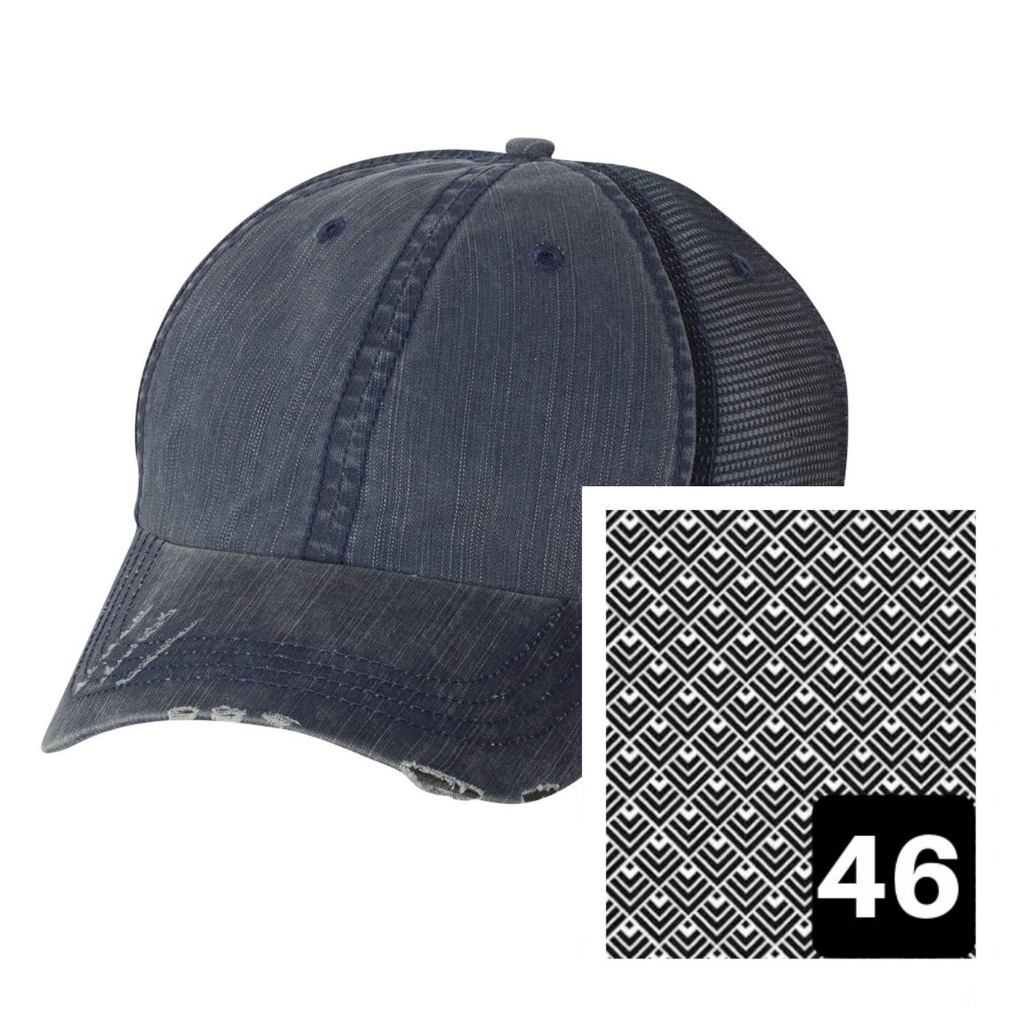 Alabama Hat | Navy Distressed Trucker Cap | Many Fabric Choices