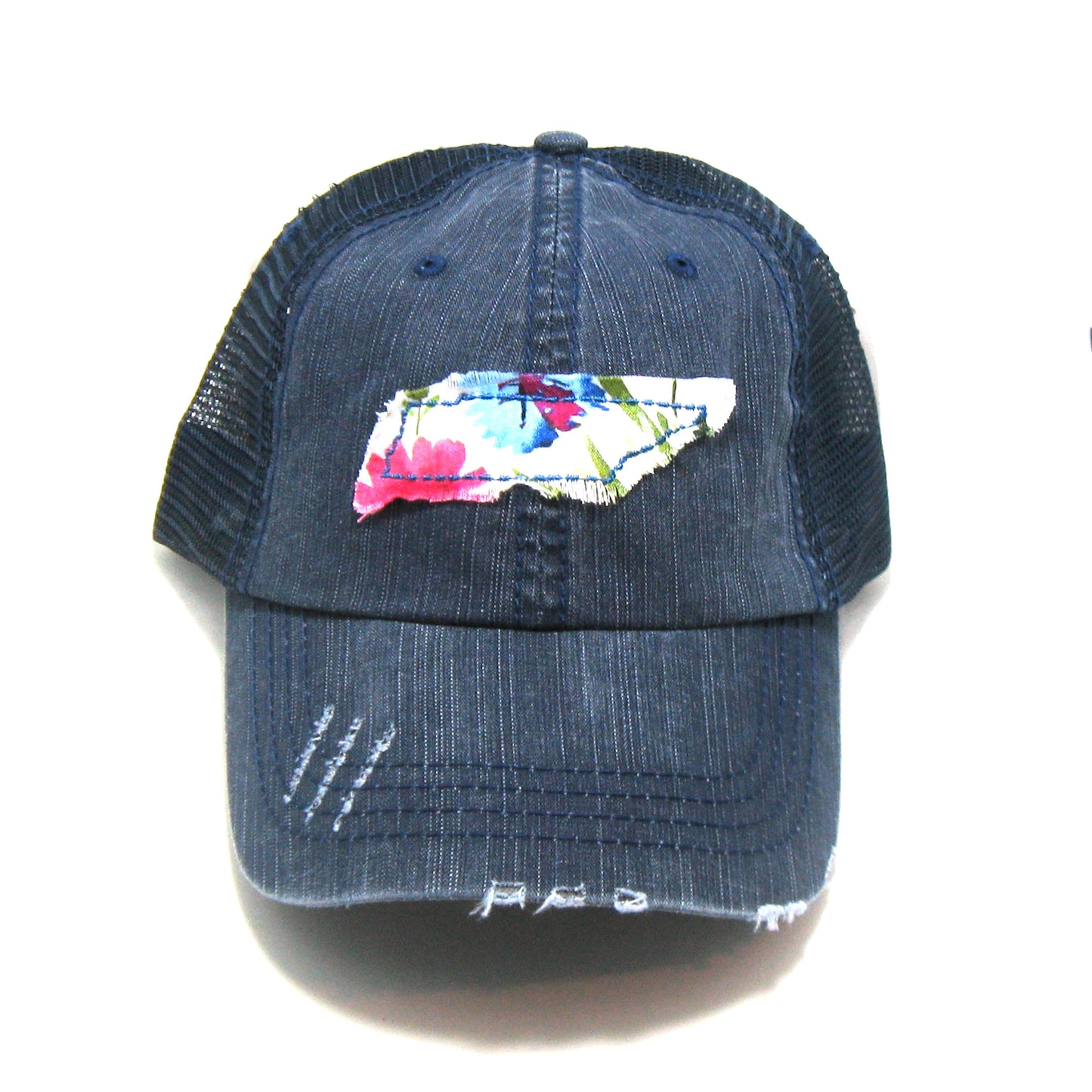 Tennessee Hat | Navy Distressed Trucker Cap | Many Fabric Choices