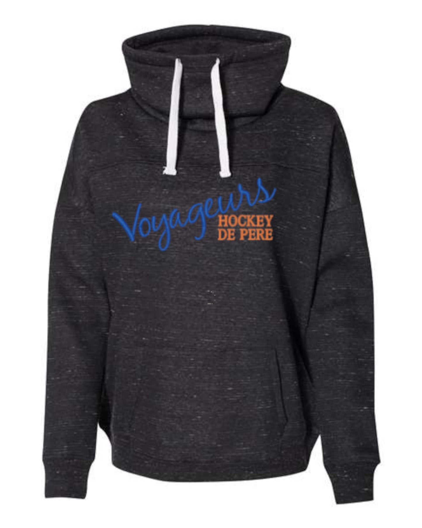 Scuba Cowl Neck De Pere Voyageurs Youth Hockey Black Cowl Sweatshirt | Women's fit