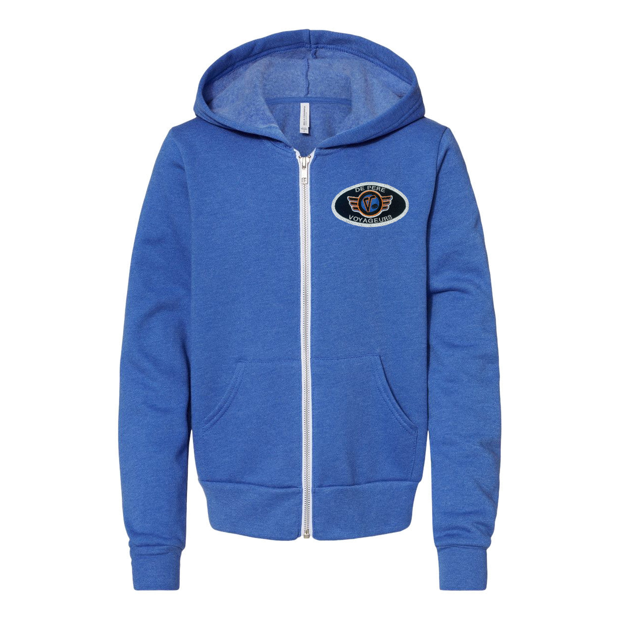 YOUTH SIZED De Pere Voyageurs Youth Hockey Full-Zip Hoodie Sweatshirt - Logo Patch