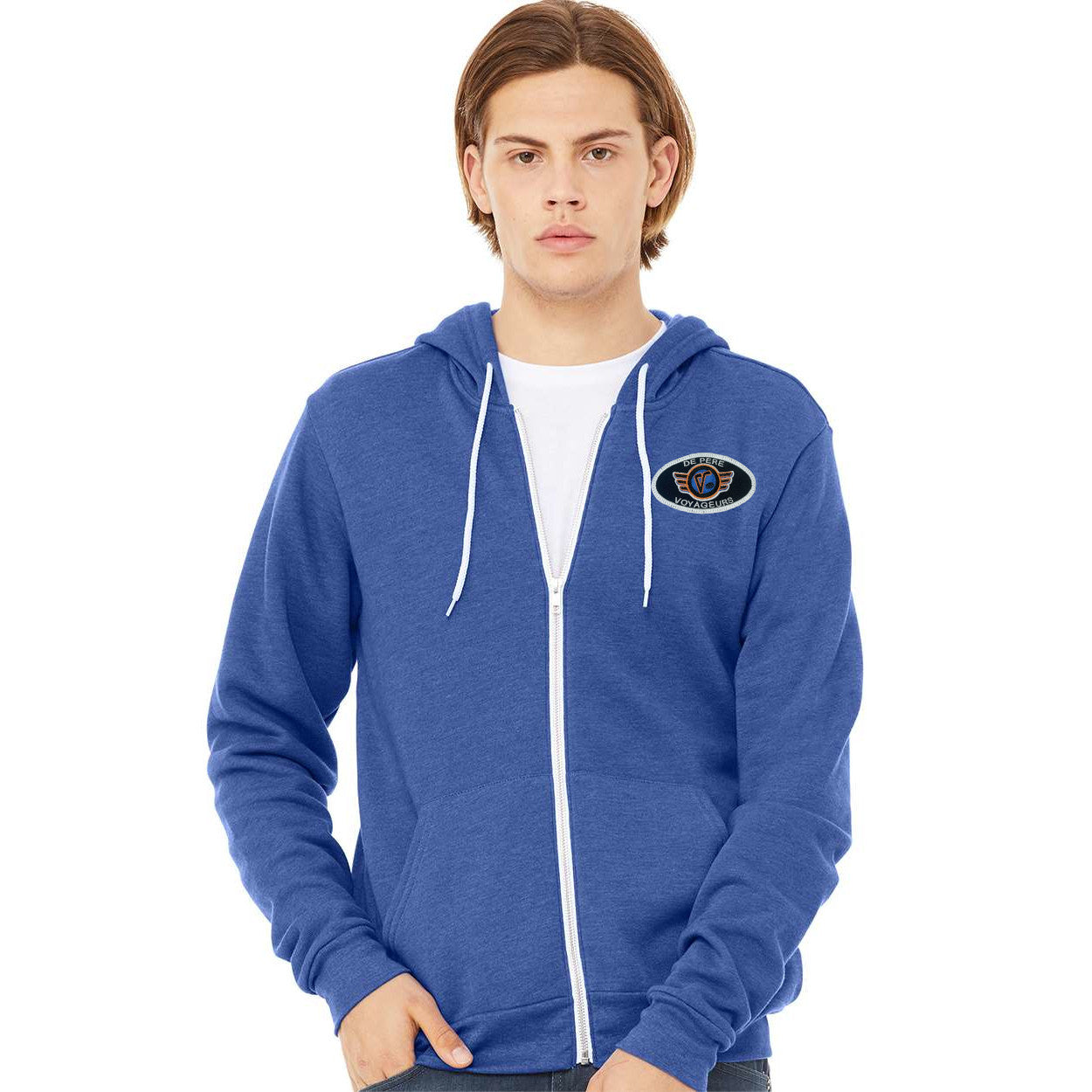 De Pere Voyageurs Youth Hockey Full-Zip Hoodie Sweatshirt - Logo Patch