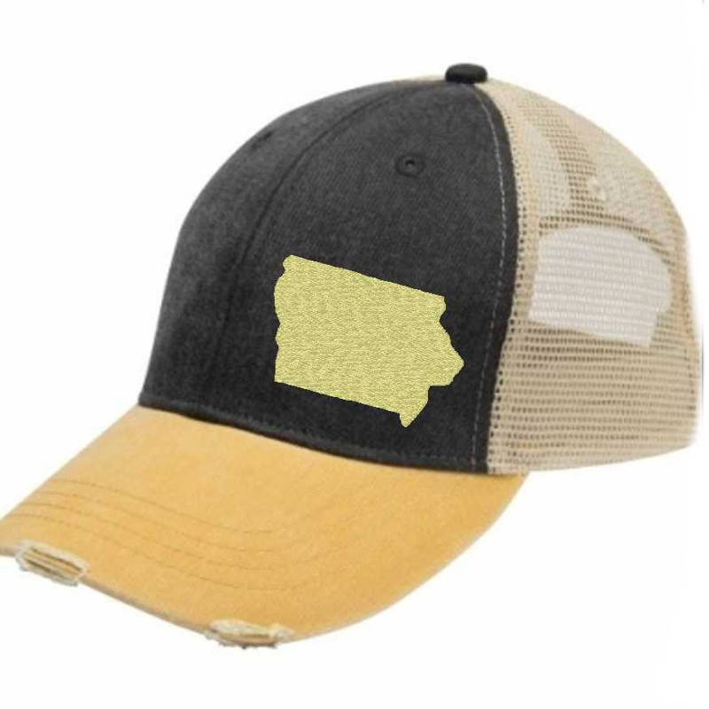 Iowa Hat | Distressed Snapback Trucker | state cap | many color choices