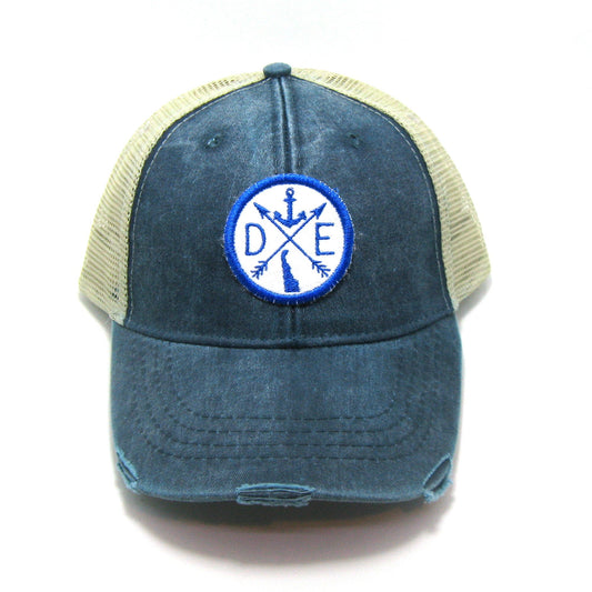 Delaware Hat - Distressed Snapback Trucker Hat - Delaware Arrow Compass