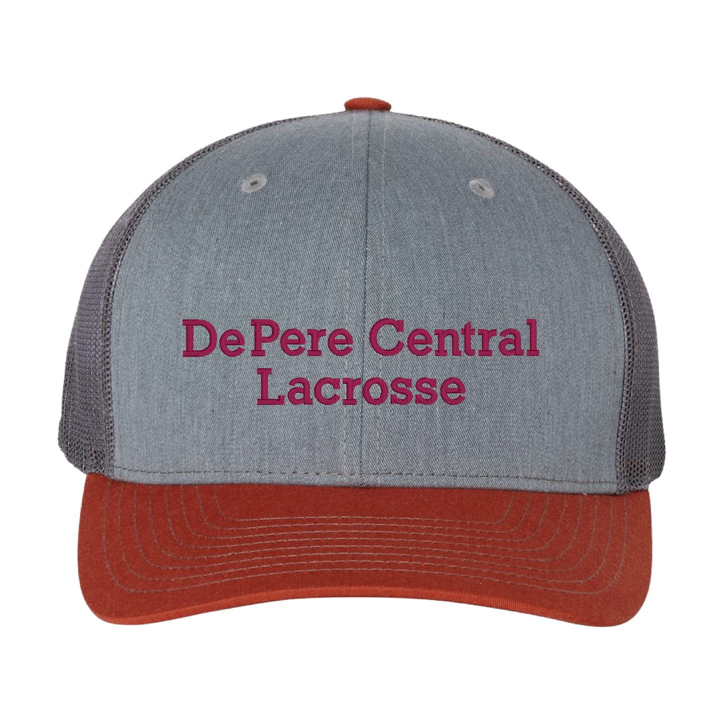 De Pere Central Lacrosse Ghostbirds Trucker Hat in Gray and Rust