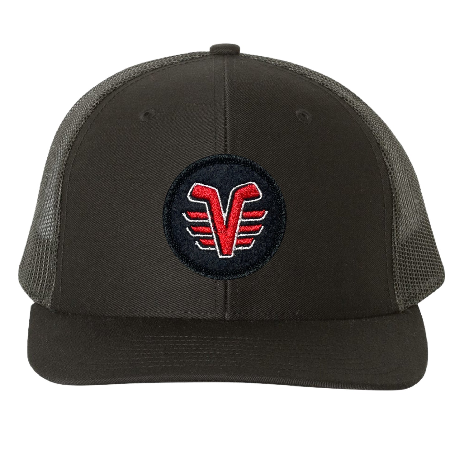 De Pere Voyageurs Hockey Snapback Trucker Hat - All Black Round Patch Low-Profile